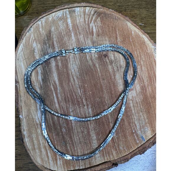 Vintage Stainless Steel Silver Plated Choker Double Strand Necklace - Picture 2 of 4